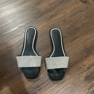 Black rhinestone sandals